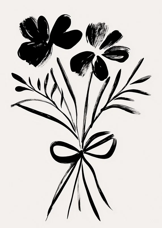Elegant floral shapes in black ink create timeless beauty-12