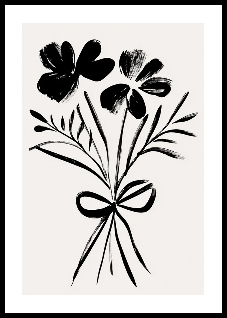 Elegant floral shapes in black ink create timeless beauty-12