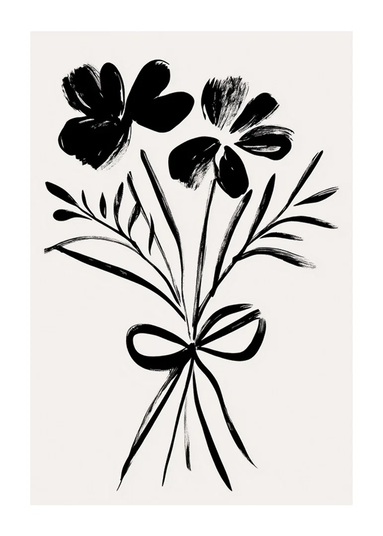 Elegant floral shapes in black ink create timeless beauty-12