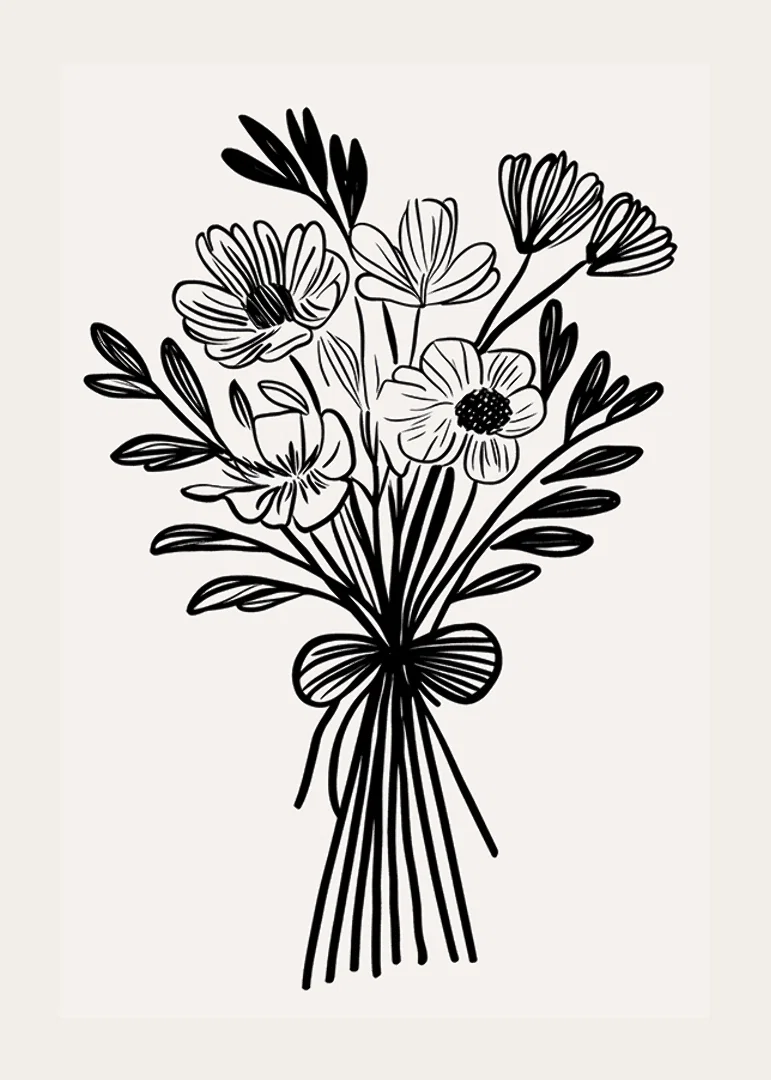 An elegant bouquet captured in timeless black and white style-12