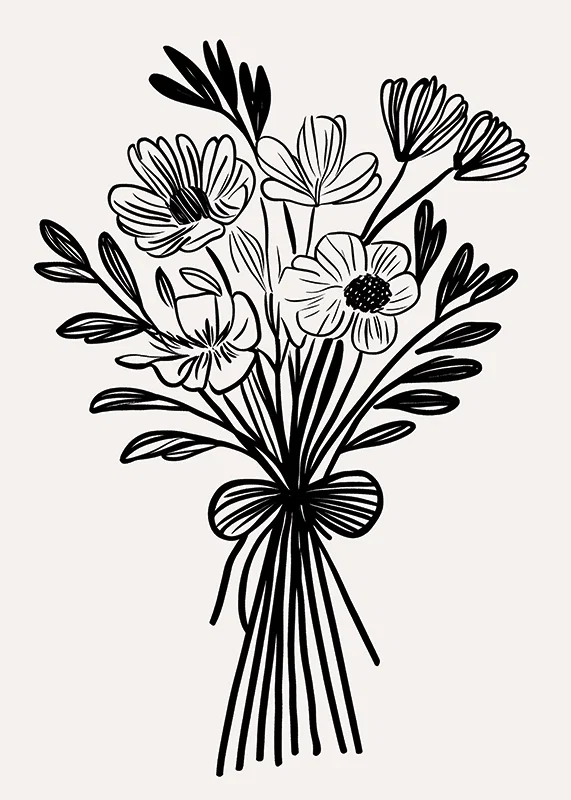 An elegant bouquet captured in timeless black and white style-12