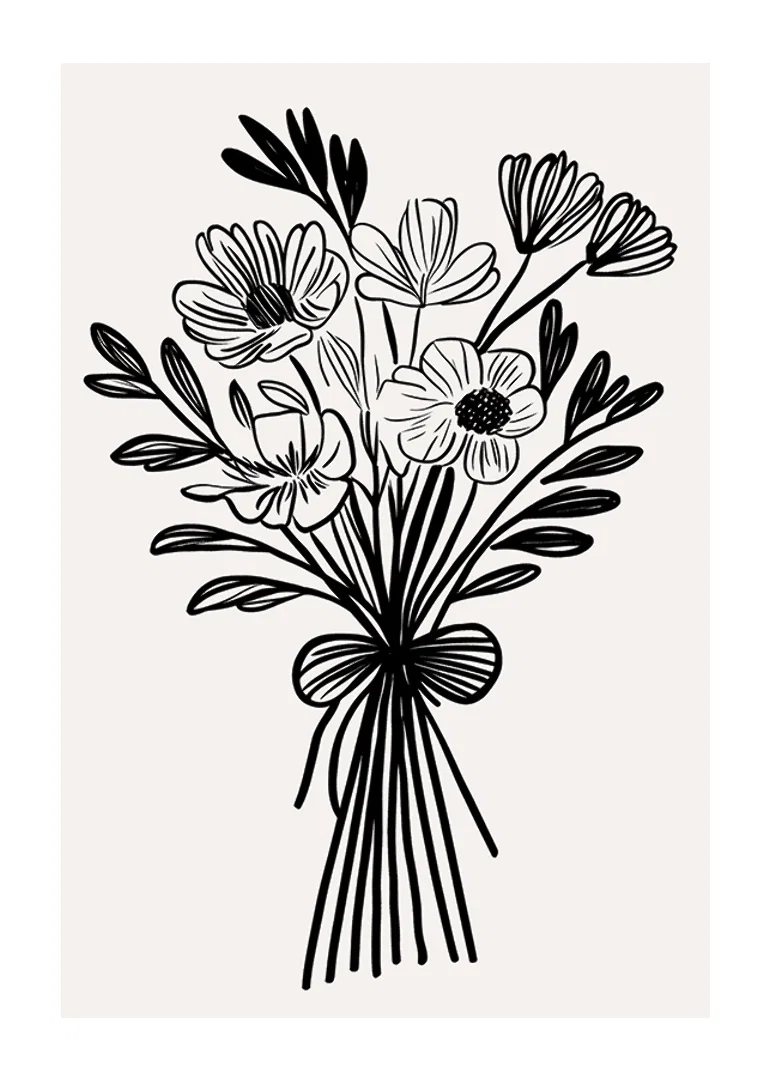 An elegant bouquet captured in timeless black and white style-12