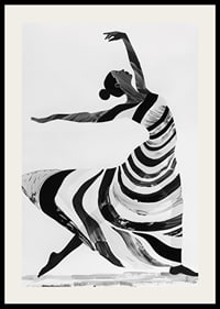 Black and white artwork of a dancer's fluid movements-2