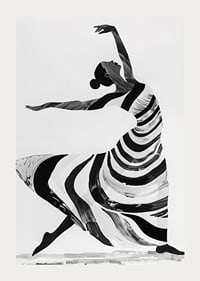 Black and white artwork of a dancer's fluid movements-3