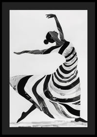 Svartvitt konstverk av en dansares flytande rörelser-4