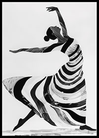Black and white artwork of a dancer's fluid movements-6