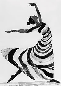 Black and white artwork of a dancer's fluid movements-7