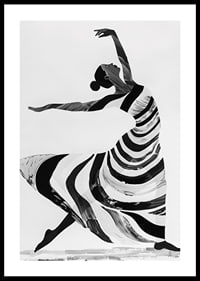 Black and white artwork of a dancer's fluid movements-0