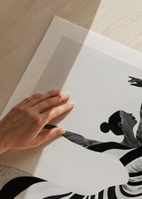 Black and white artwork of a dancer's fluid movements-9
