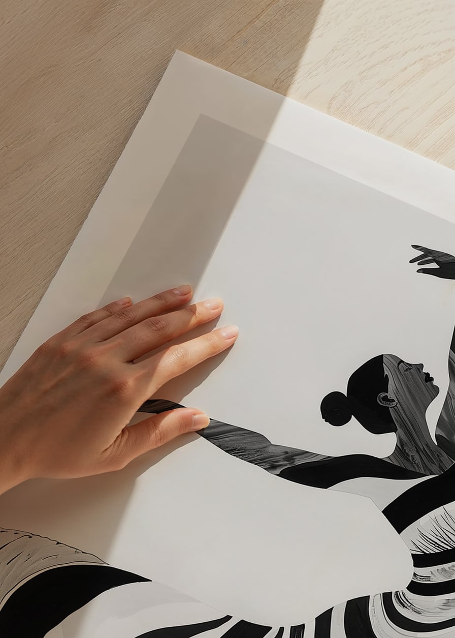 Black and white artwork of a dancer's fluid movements-12
