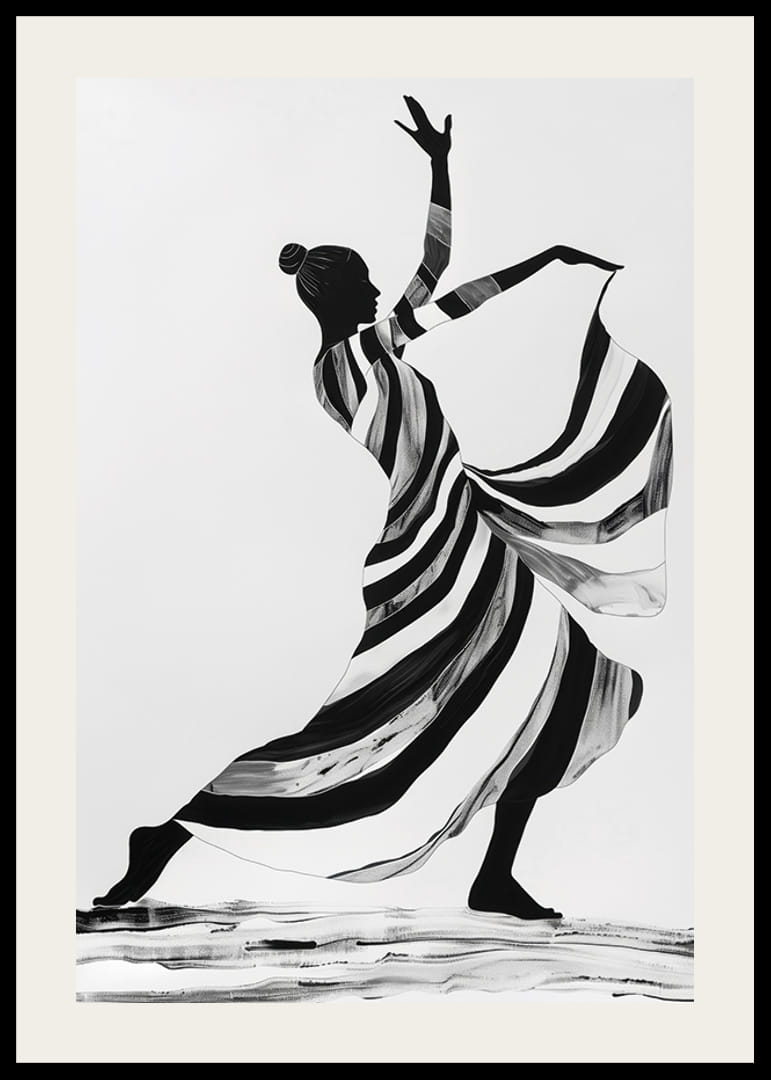 En elegant dansare i monokrom färg skapar en känsla av rörelse-12
