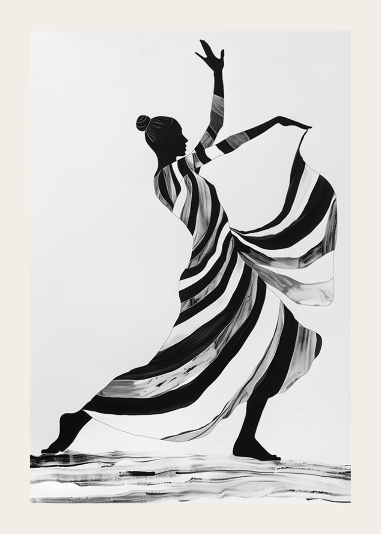 An elegant dancer in monochrome color creates a sense of movement-12