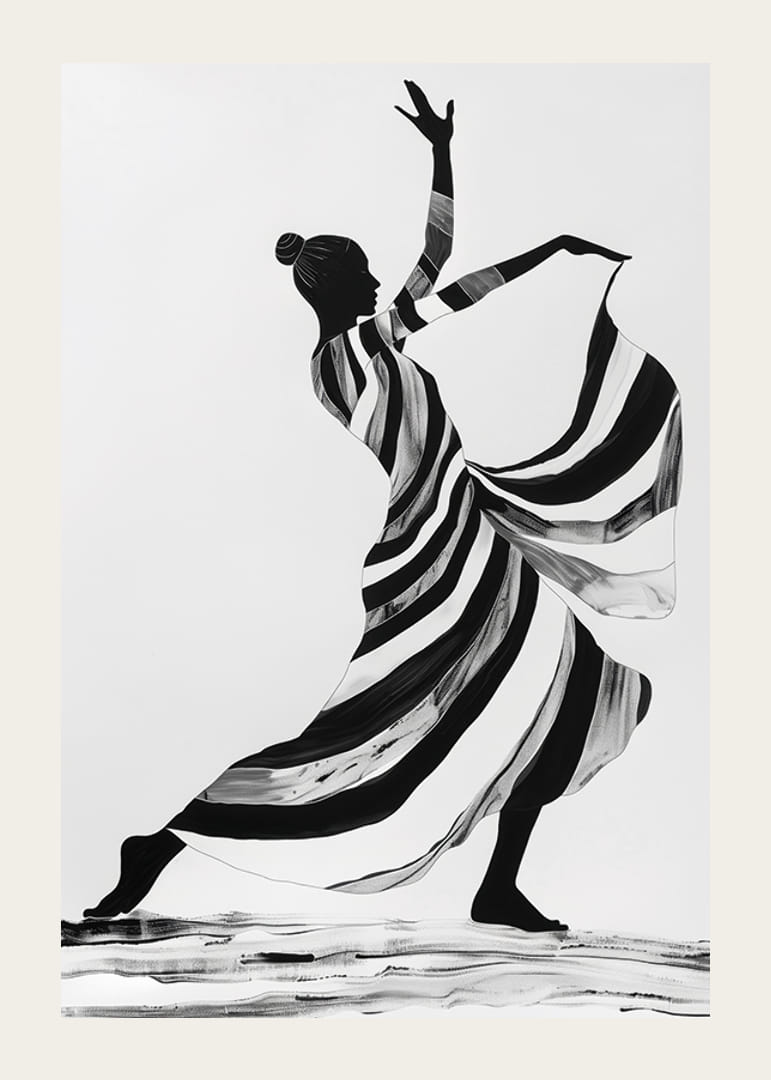 En elegant dansare i monokrom färg skapar en känsla av rörelse-12
