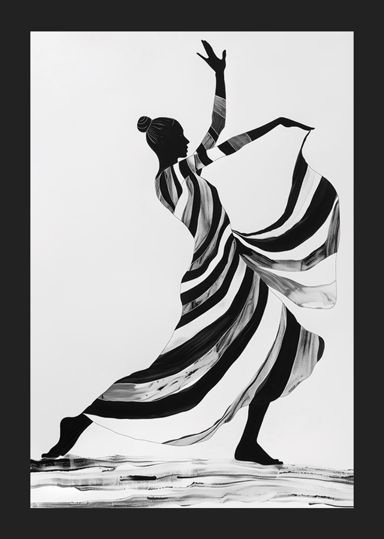An elegant dancer in monochrome color creates a sense of movement-12
