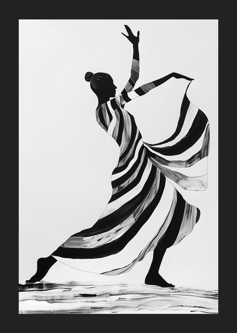 En elegant dansare i monokrom färg skapar en känsla av rörelse-12