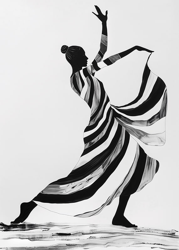 An elegant dancer in monochrome color creates a sense of movement-12