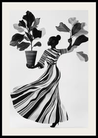 Štýlová silueta s bujnými listami a splývavými šatami-2