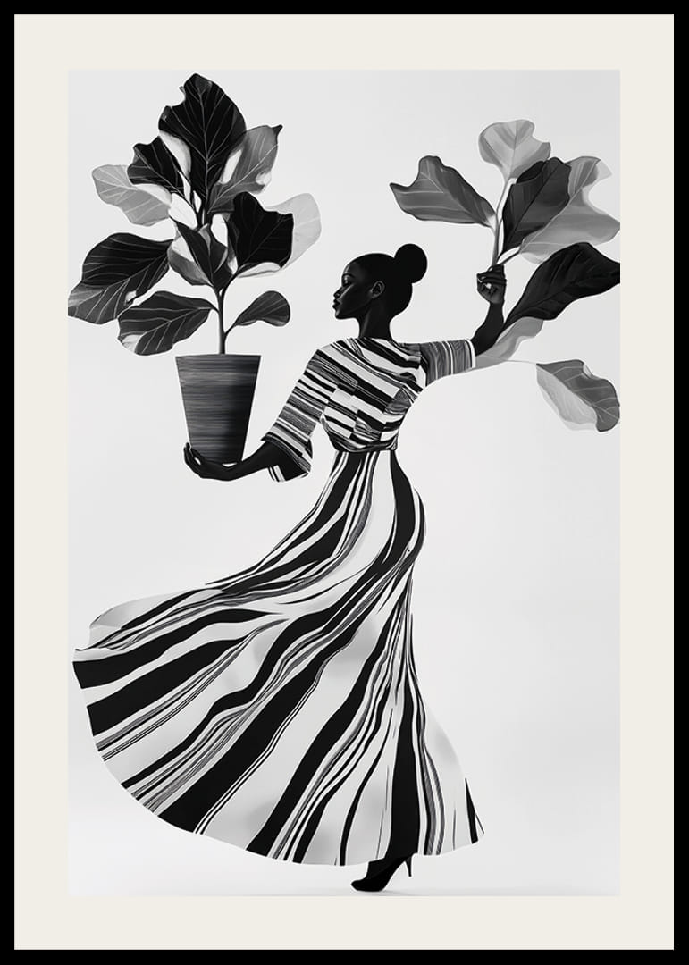 Štýlová silueta s bujnými listami a splývavými šatami-12