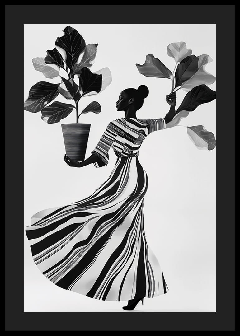 Štýlová silueta s bujnými listami a splývavými šatami-12