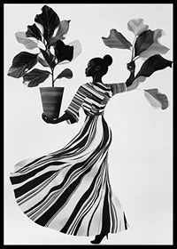 Stylish silhouette with lush leaves and flowing dress-6
