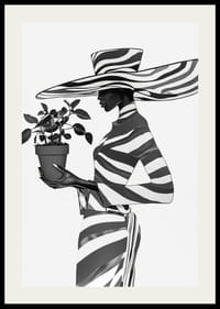 Čiernobiela elegantná silueta s rastlinou v ruke-2