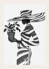 Čiernobiela elegantná silueta s rastlinou v ruke-3