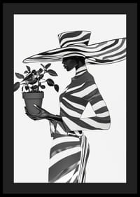 Čiernobiela elegantná silueta s rastlinou v ruke-4