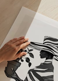 An elegant silhouette in black and white with a plant in her hand-9