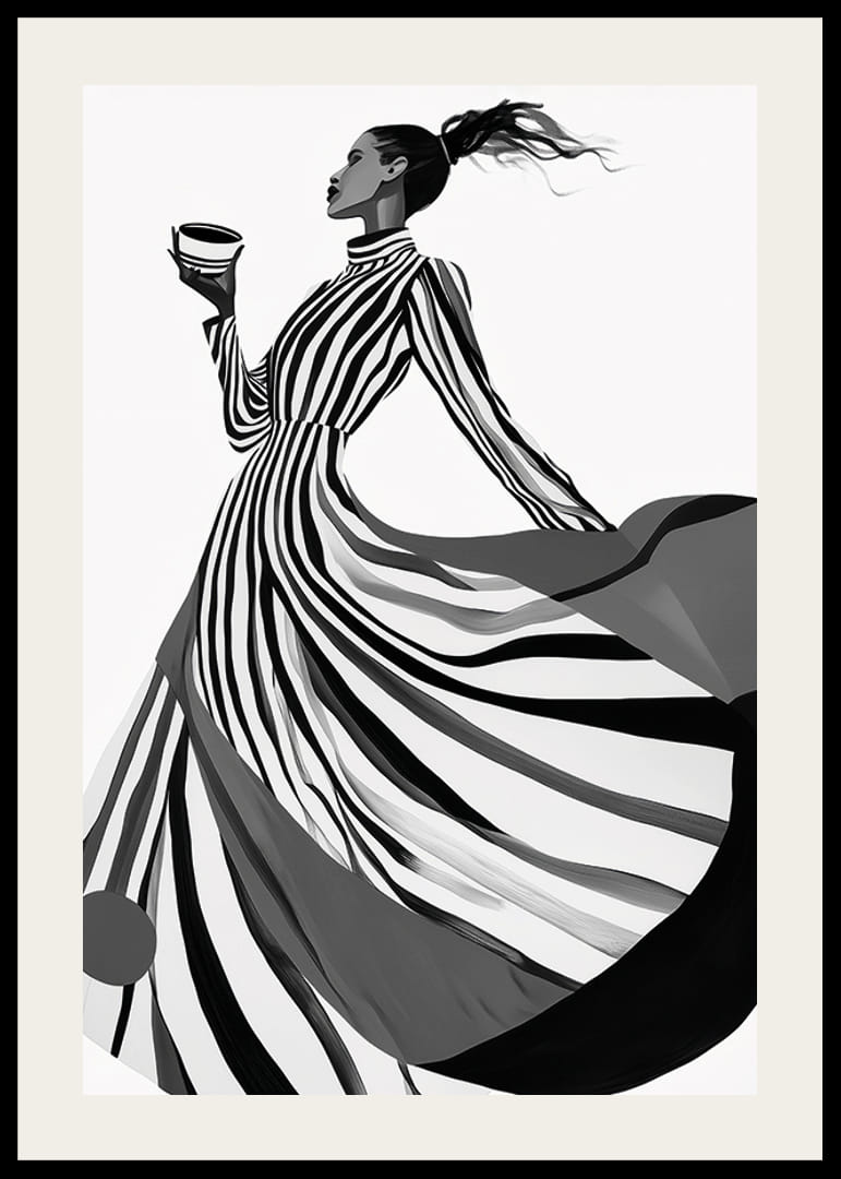 Een elegant silhouet in zwart-witte strepen geeft een gevoel van tijdloze stijl-12