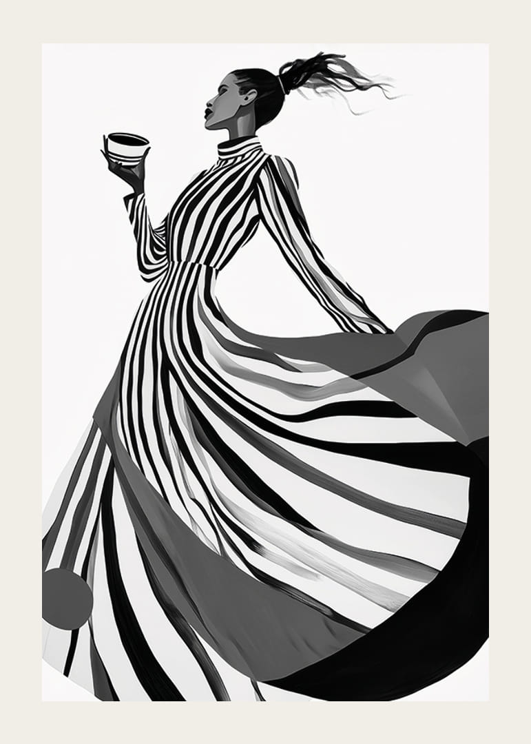 Een elegant silhouet in zwart-witte strepen geeft een gevoel van tijdloze stijl-12