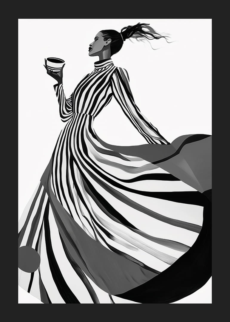 Een elegant silhouet in zwart-witte strepen geeft een gevoel van tijdloze stijl-12