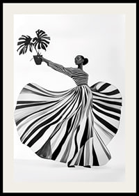 Black and white patterned elegance meets botanical flair-2