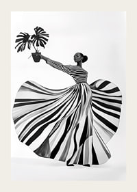 Black and white patterned elegance meets botanical flair-3