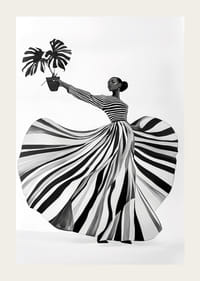 Black and white patterned elegance meets botanical flair-3