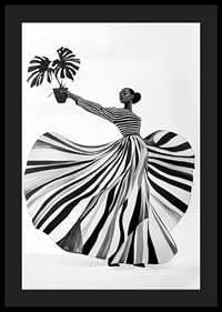 Black and white patterned elegance meets botanical flair-4