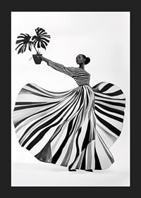 Black and white patterned elegance meets botanical flair-5