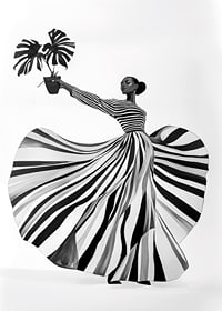 Black and white patterned elegance meets botanical flair-7