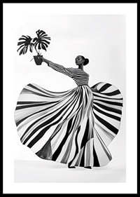 Black and white patterned elegance meets botanical flair-0
