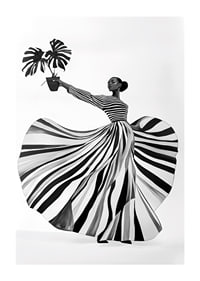Black and white patterned elegance meets botanical flair-1