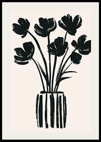 Black flowers in a vase create a harmonious silhouette-2