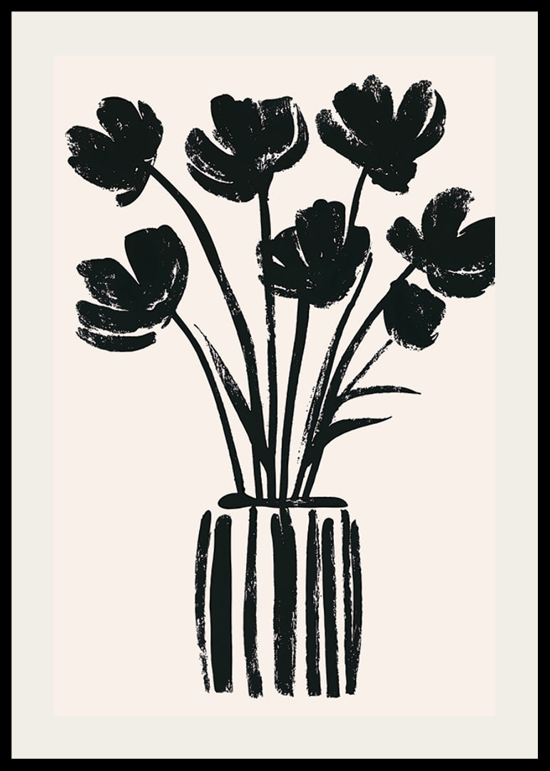 Black flowers in a vase create a harmonious silhouette-12