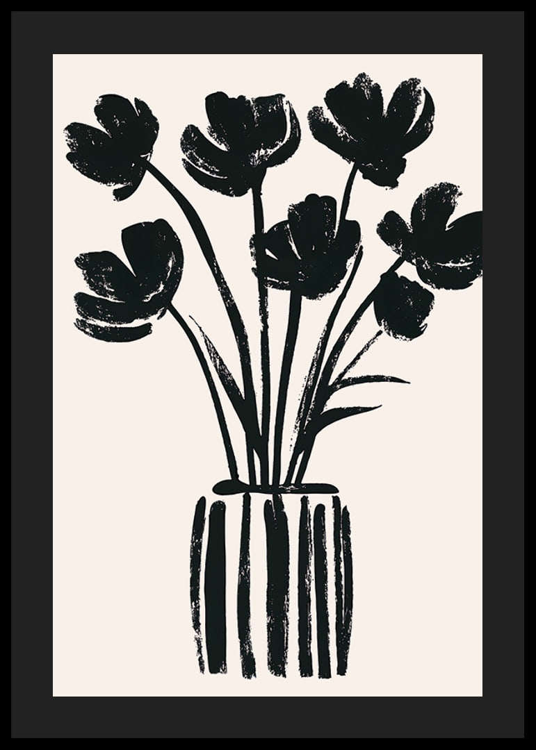 Black flowers in a vase create a harmonious silhouette-12