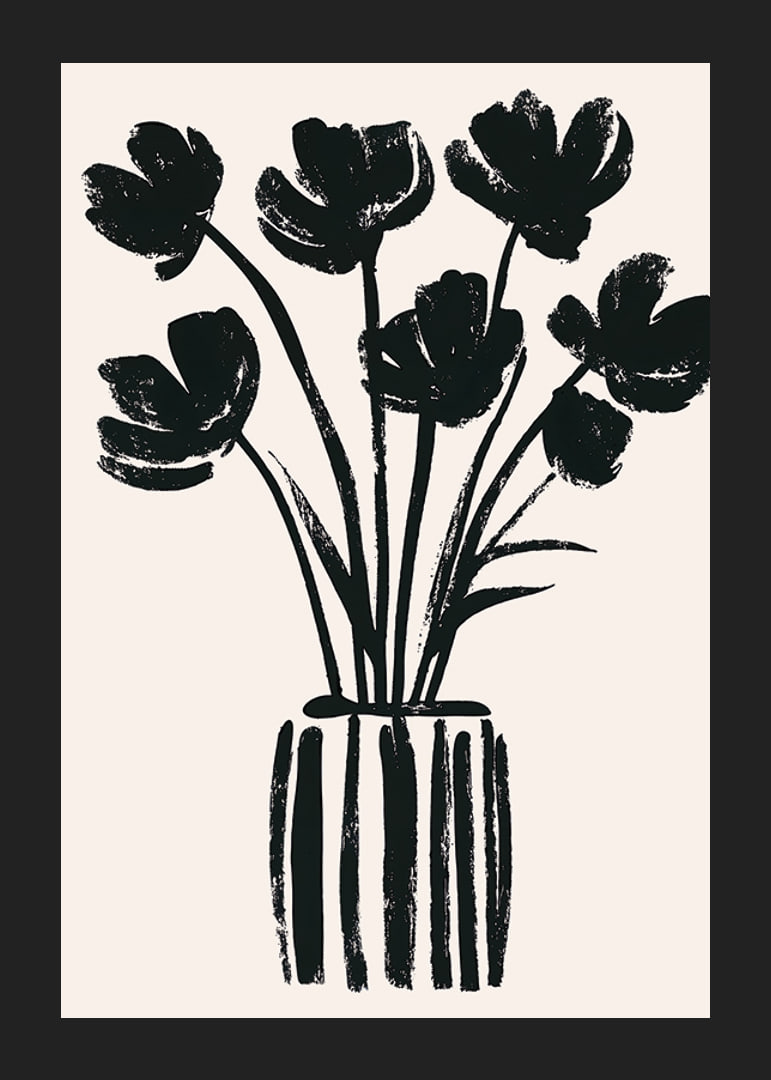 Black flowers in a vase create a harmonious silhouette-12