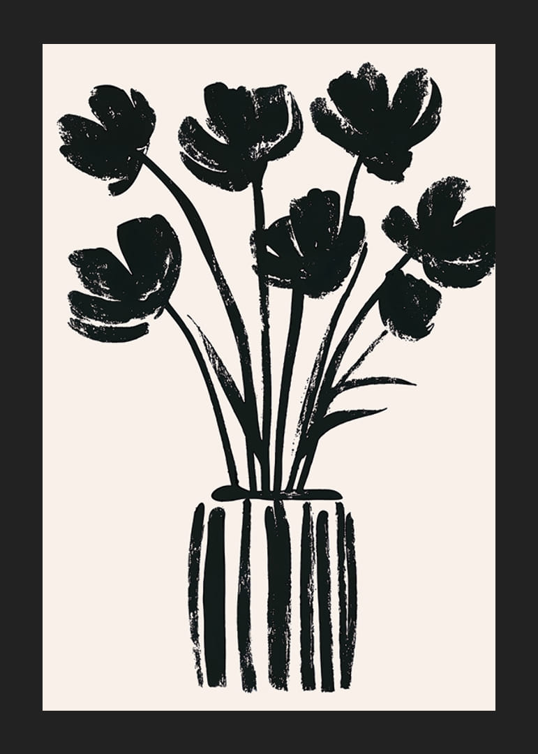 Čierne kvety vo váze vytvárajú harmonickú siluetu-12