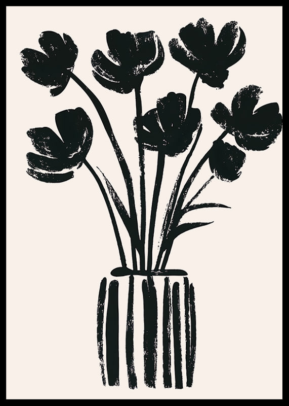 Black flowers in a vase create a harmonious silhouette-12