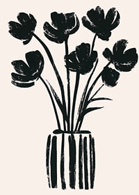 Black flowers in a vase create a harmonious silhouette-7