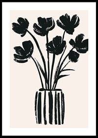 Black flowers in a vase create a harmonious silhouette-0