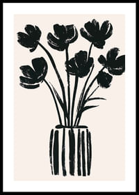 Black flowers in a vase create a harmonious silhouette-0