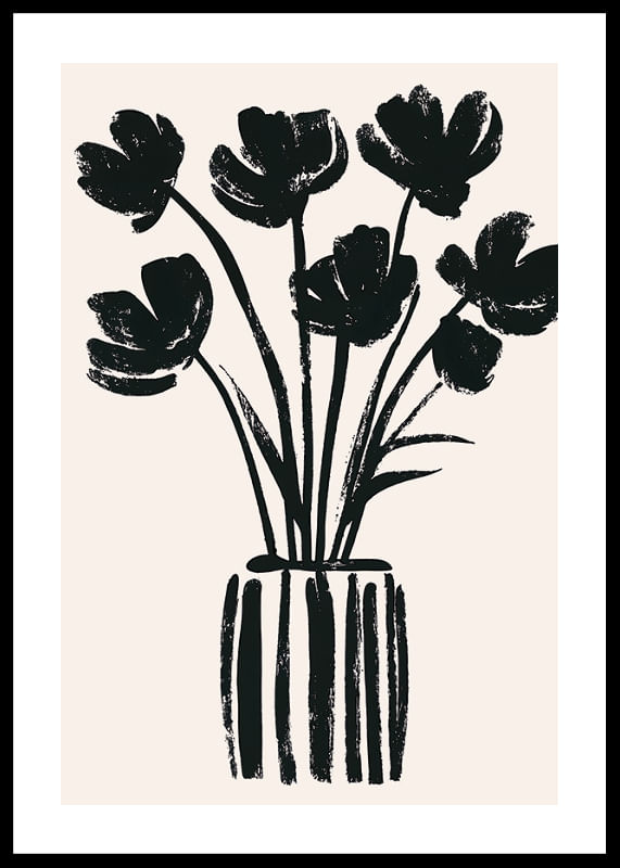 Black flowers in a vase create a harmonious silhouette-12