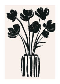 Black flowers in a vase create a harmonious silhouette-1